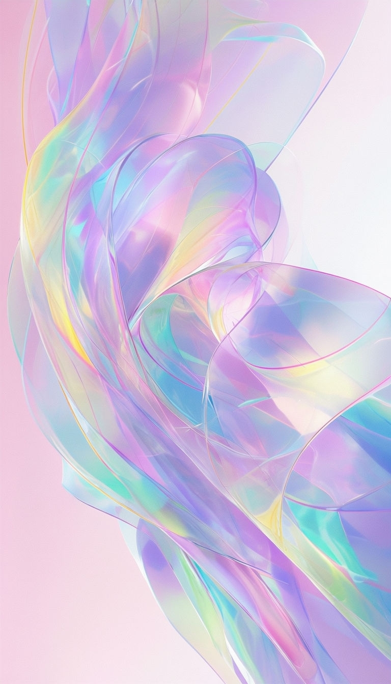 Ethereal Iridescent Shapes with Pastel Colors for Mobile Wallpaper