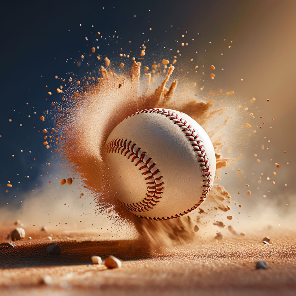 Dynamic Baseball in Motion Action Artwork Poster