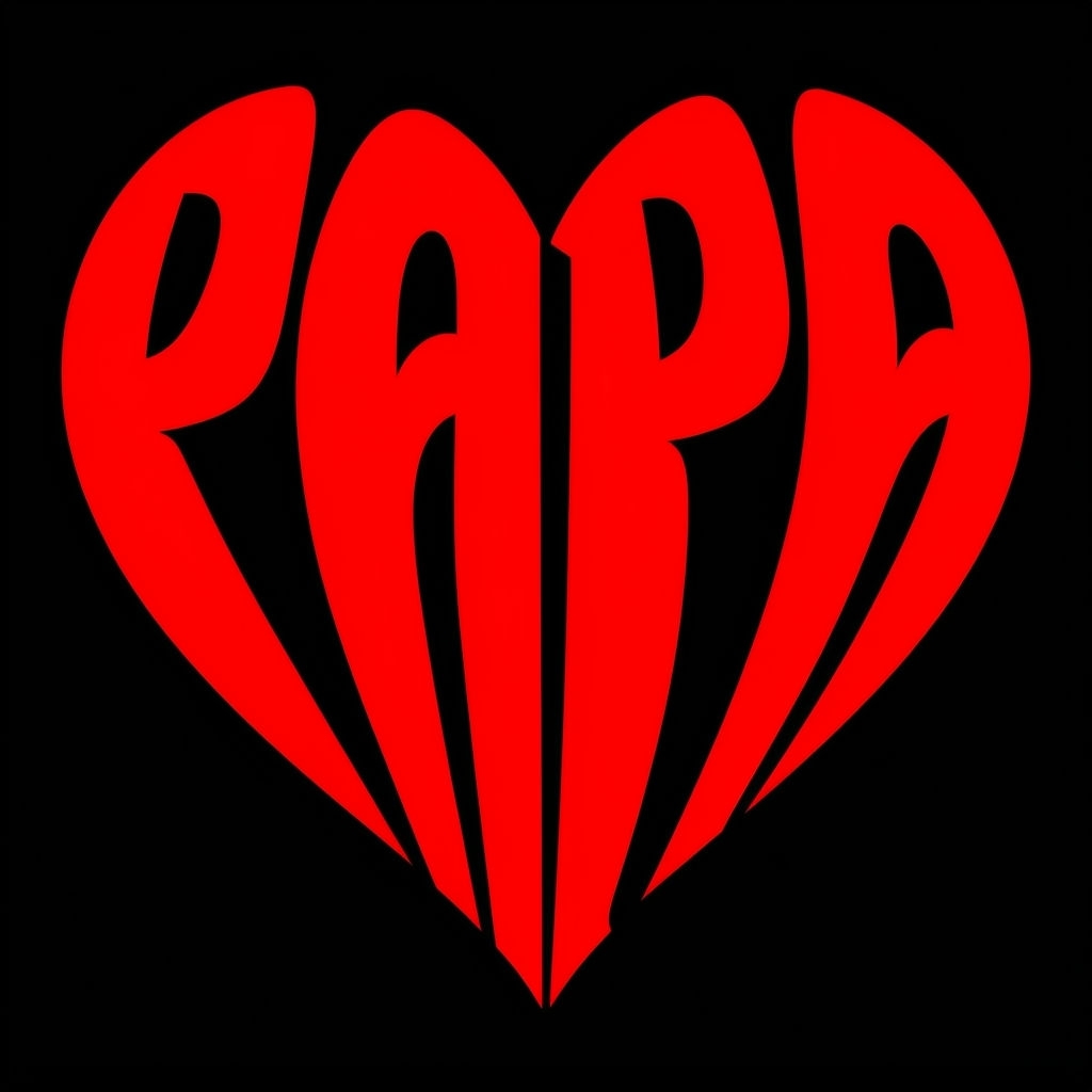 Vibrant Red Heart-Shaped PAPA Typography Art T-Shirt