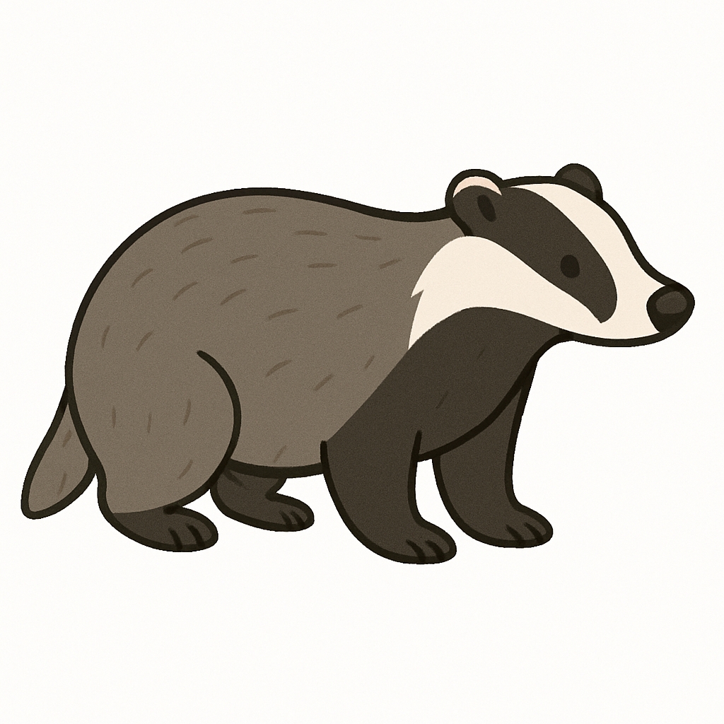 Cartoon Badger Character Design with Textured Fur Sticker
