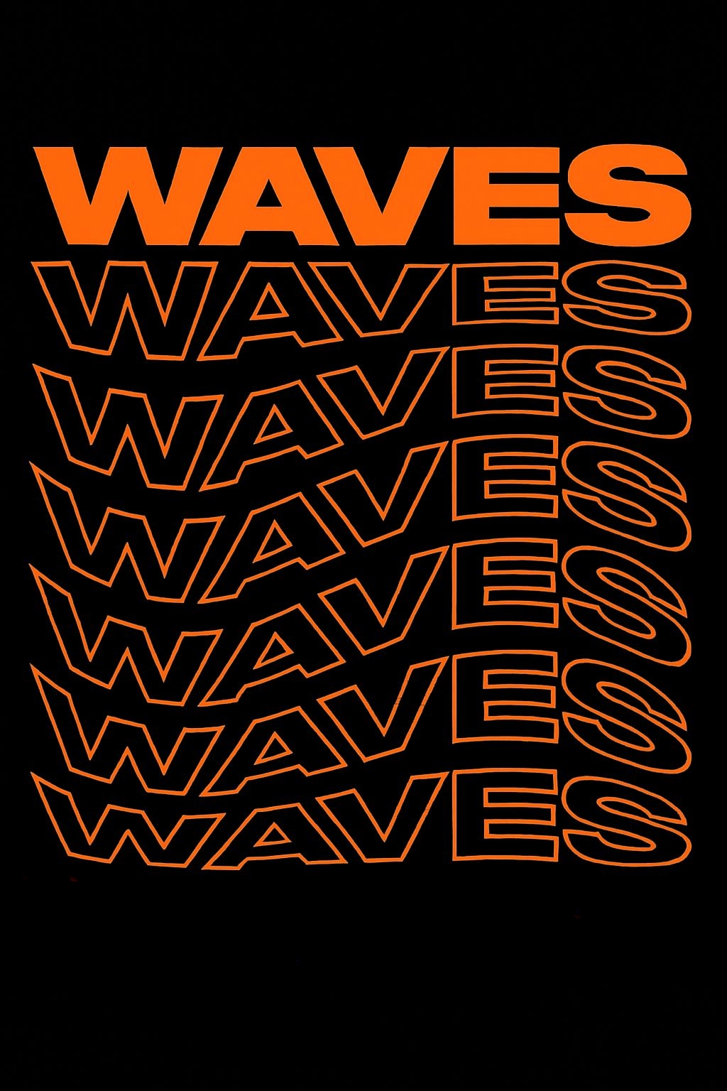 Vibrant Neon Waves Graphic Design T-Shirt