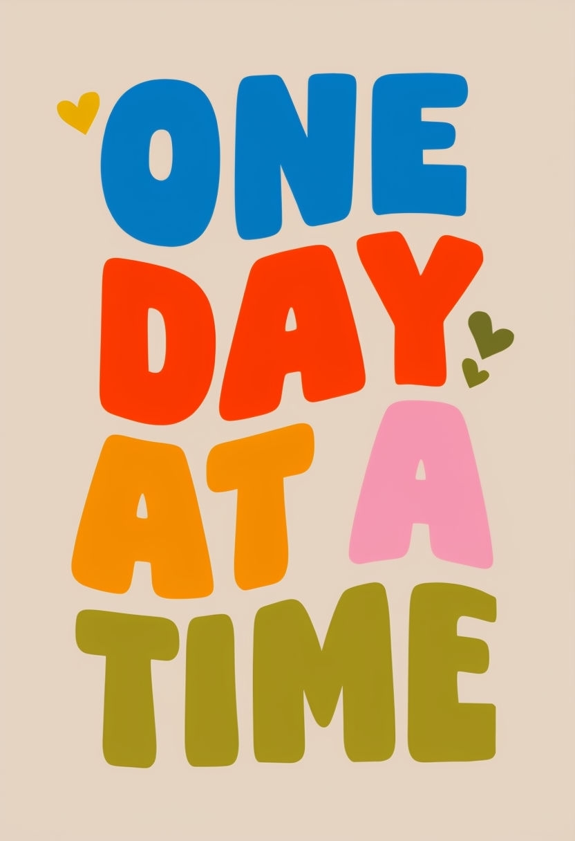 Vibrant One Day at a Time Motivational Graphic Design Poster