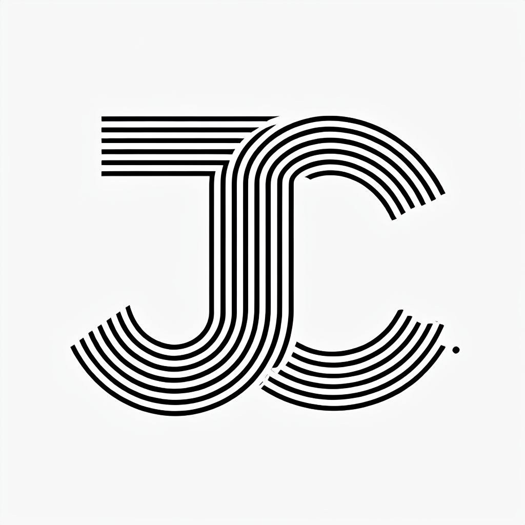 Modern Minimalist Black and White JC Monogram Design Sticker
