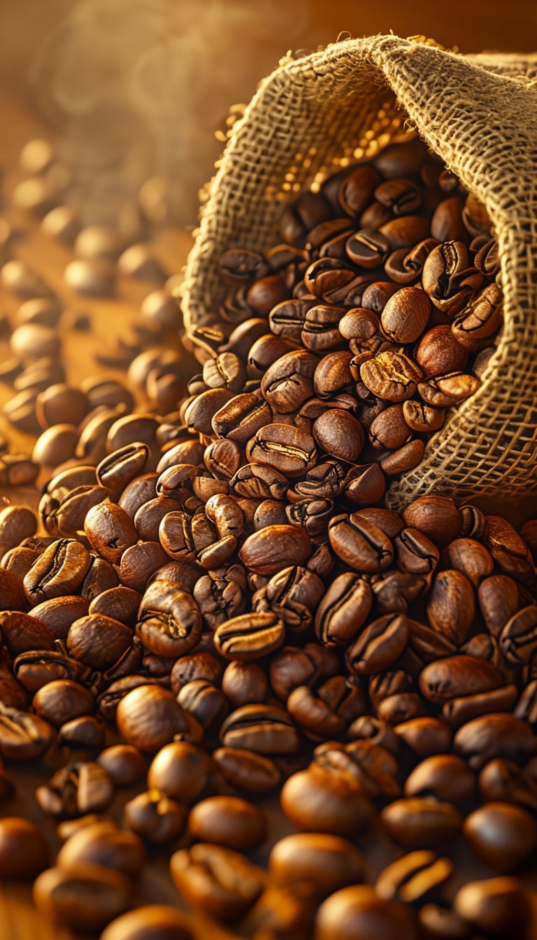 "Warmly Inviting Freshly Roasted Coffee Beans Arrangement Mobile Wallpaper"