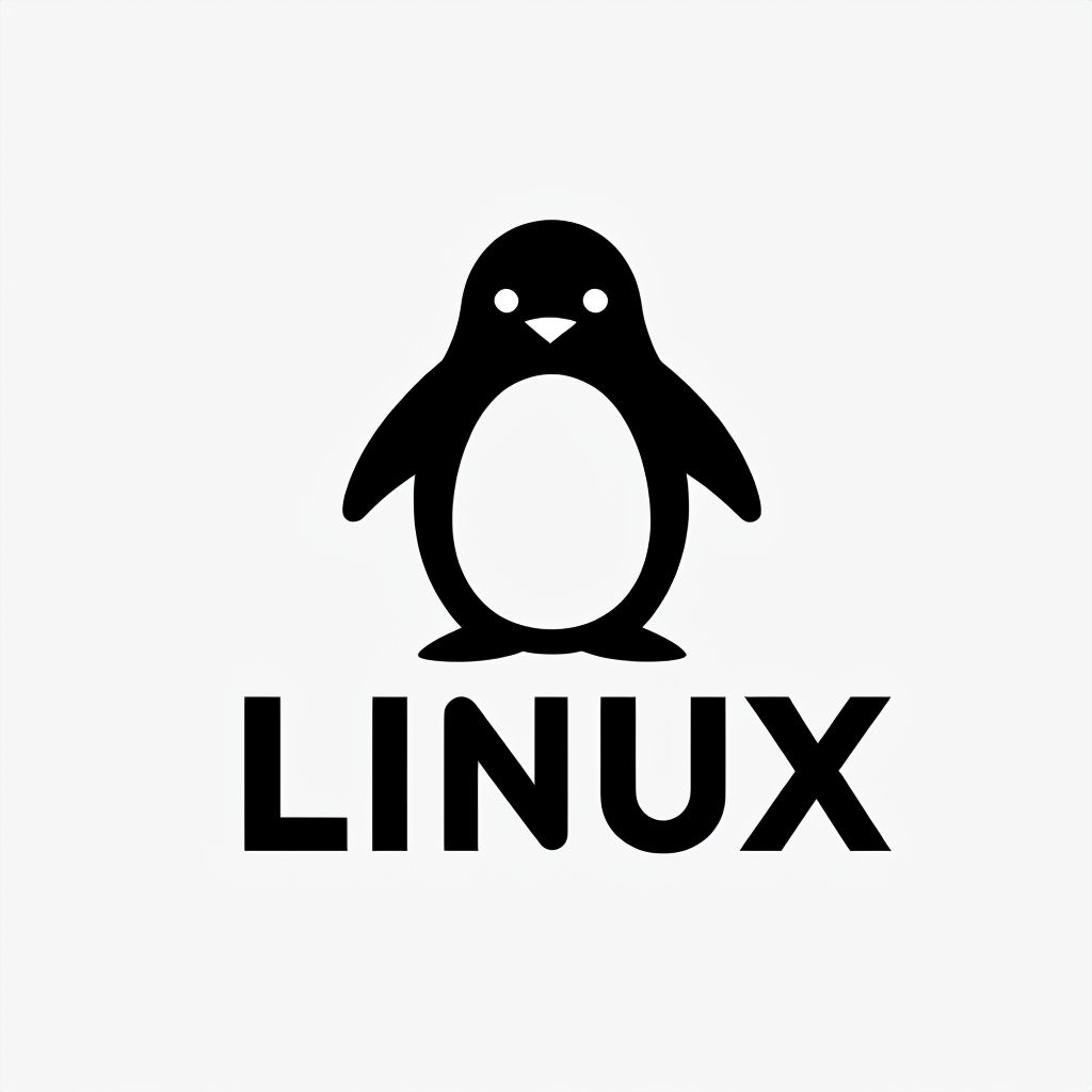 Minimalist Cartoon Penguin Logo for LINUX Brand