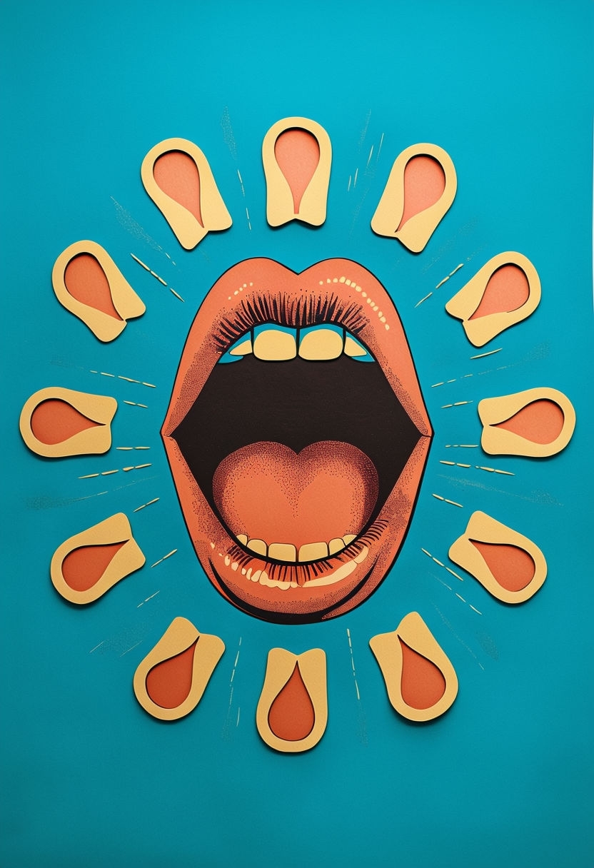 Surreal Vintage Pop-Art Collage of Expression and Sound Art