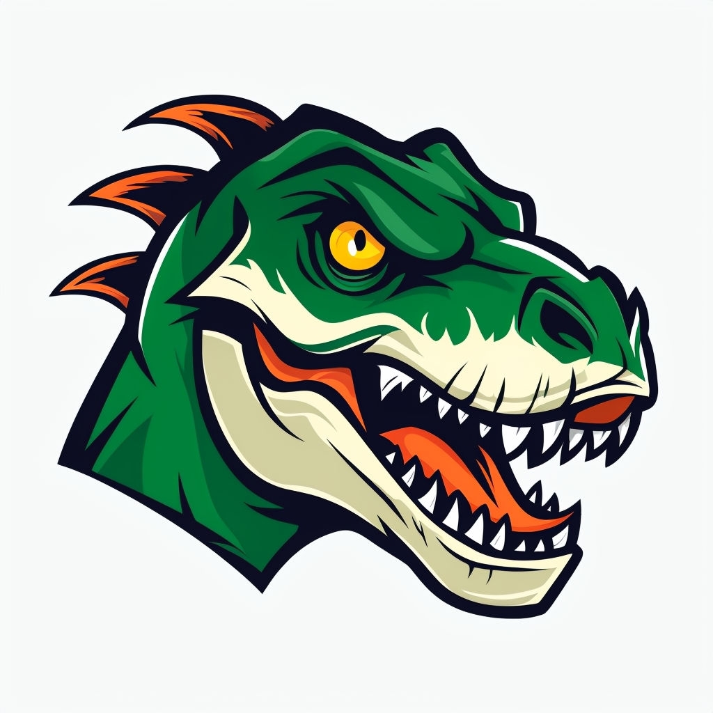 Fierce Cartoon Dinosaur Head Illustration Sticker