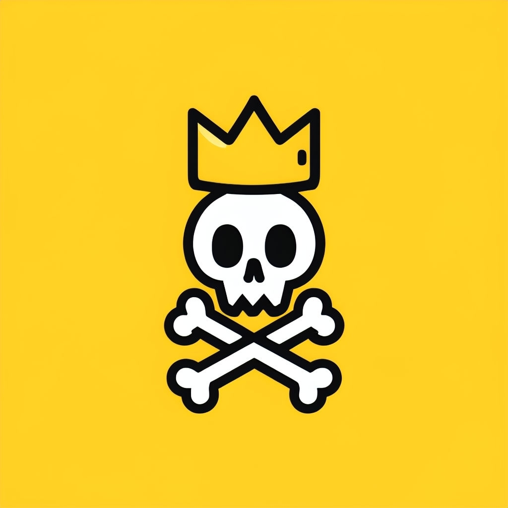 Playful Cartoon Skull and Crossbones Crown T-Shirt