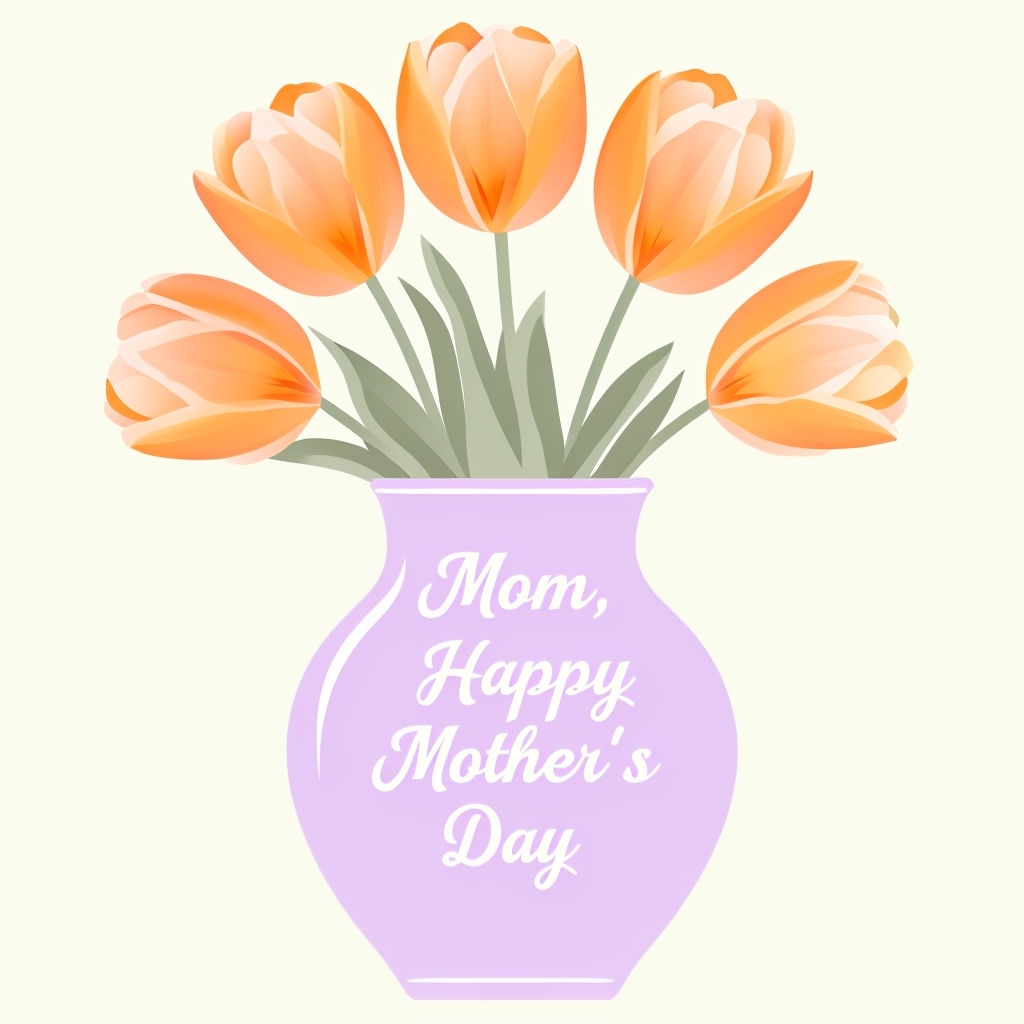 Elegant Lavender Vase with Tulips for Mother's Day Card