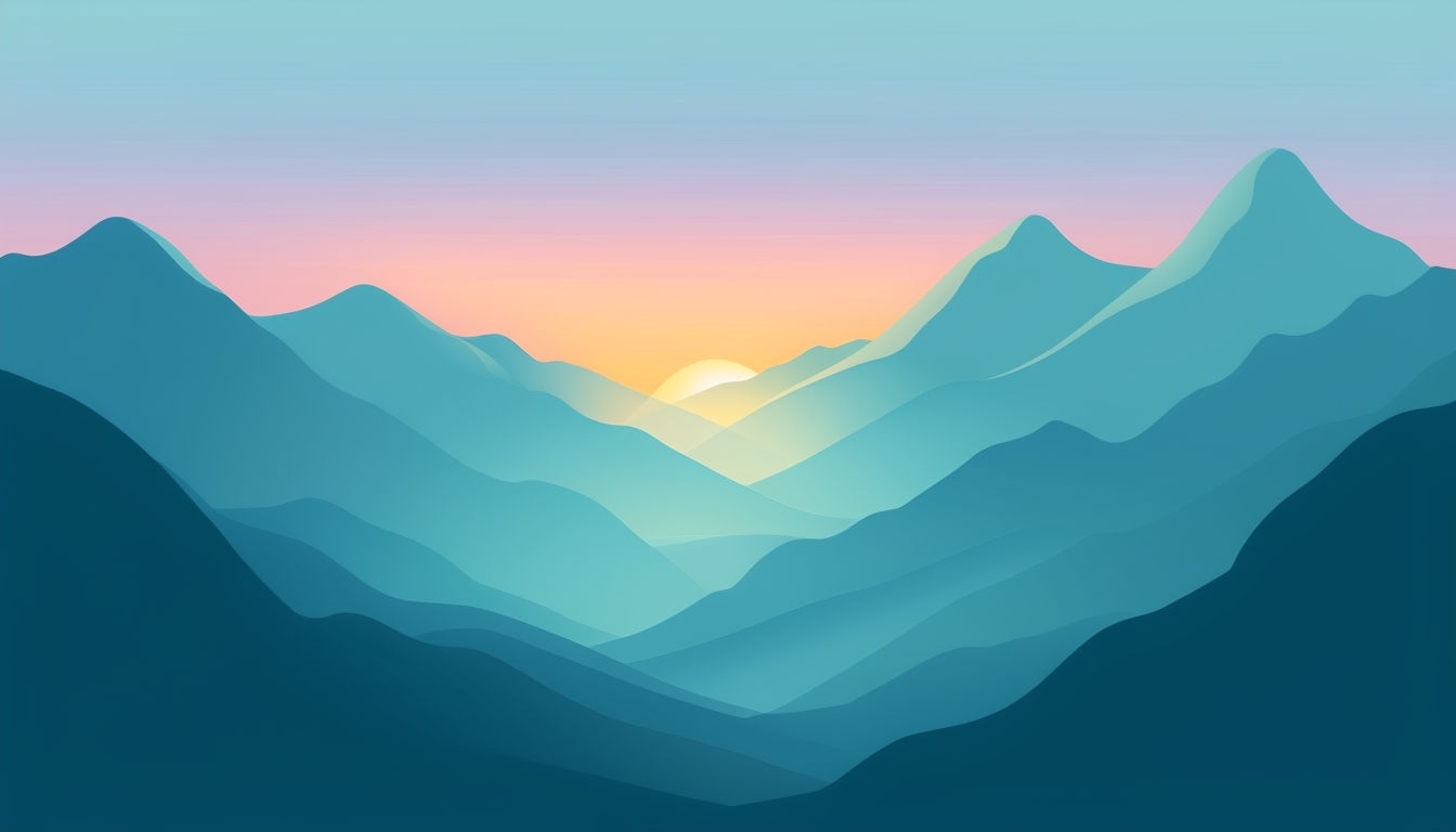 Serene Minimalist Mountain Landscape with Pastel Sky Virtual Backgrounds