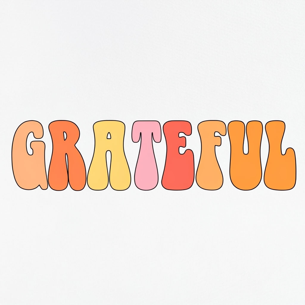 Retro Grateful Typography Art with Pastel Colors Hat