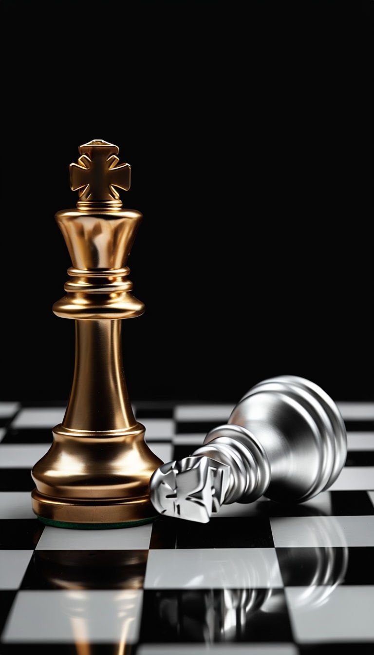 Dramatic Chess Kings Contrast on Checkered Board Mobile Wallpaper