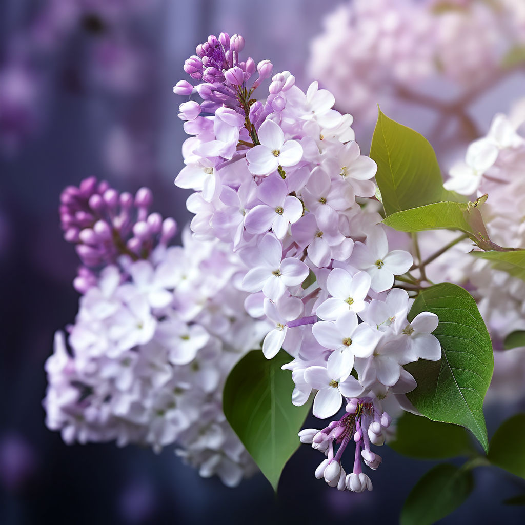 Realistic photo with white colour blooming lilacs in hearh f... by Dace ...