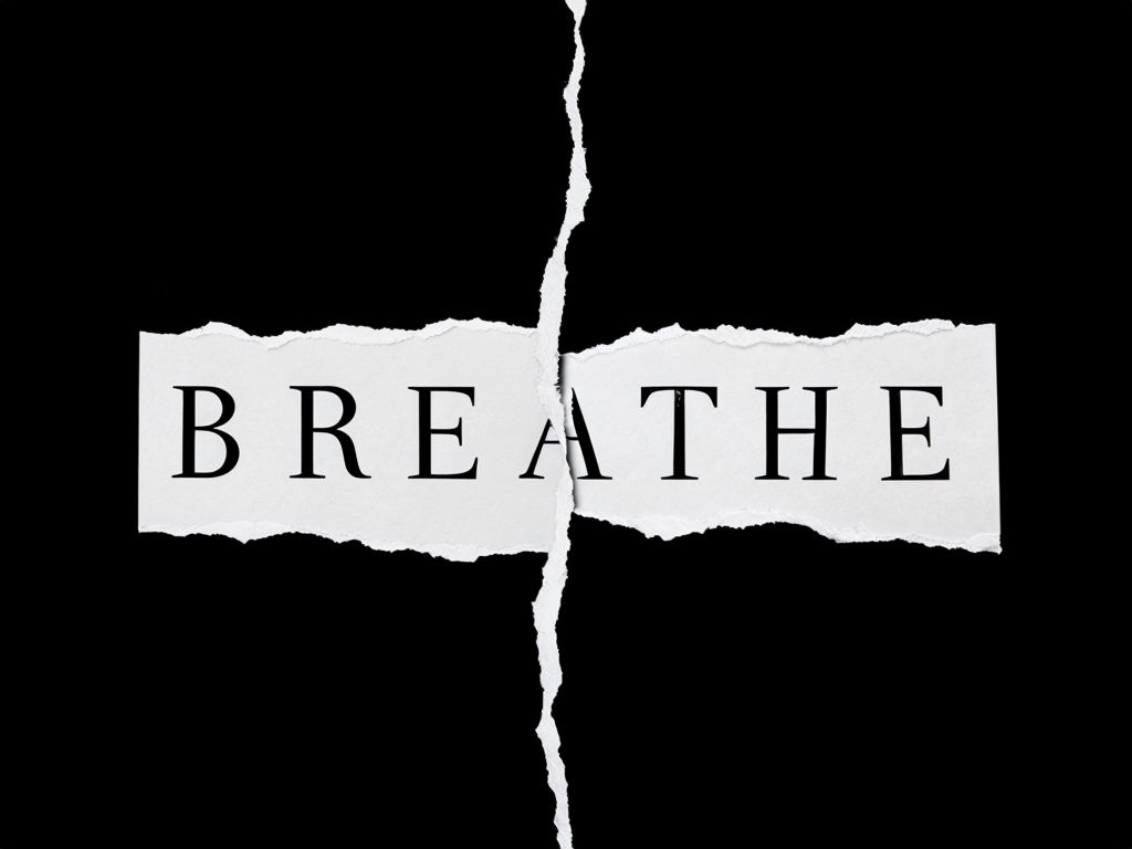 Breathe Minimalist Typography Art on Torn Paper T-Shirt