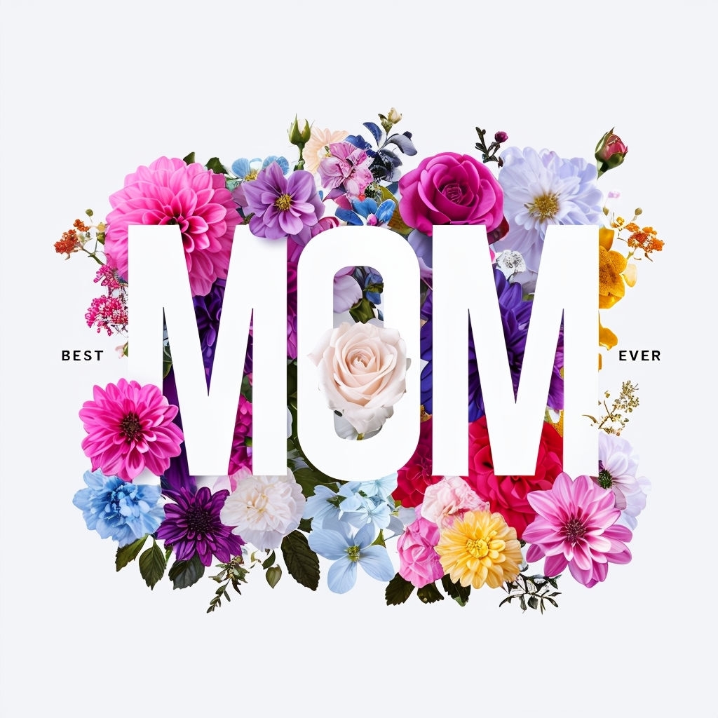 Vibrant Floral Mom Typography Design for Mother's Day Mug