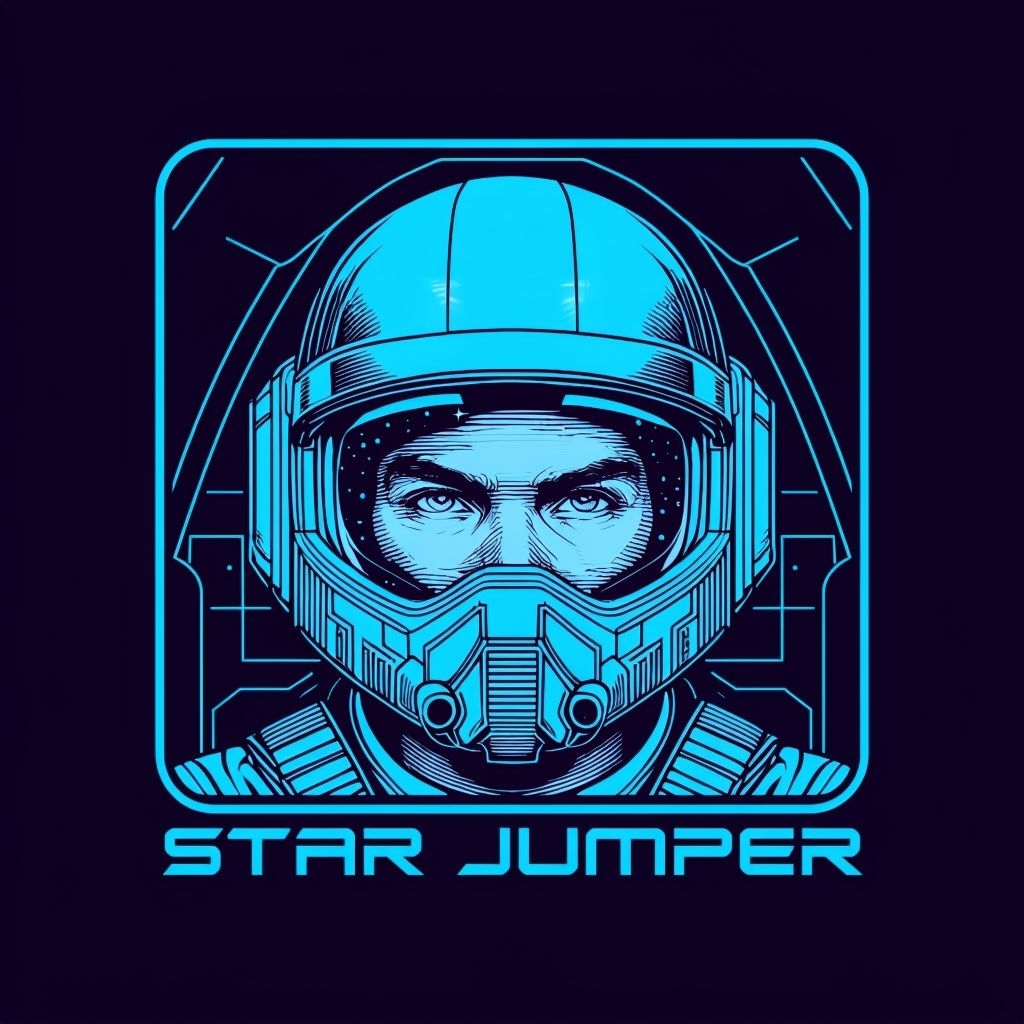 Electric Blue Starfighter Pilot Illustration Logo