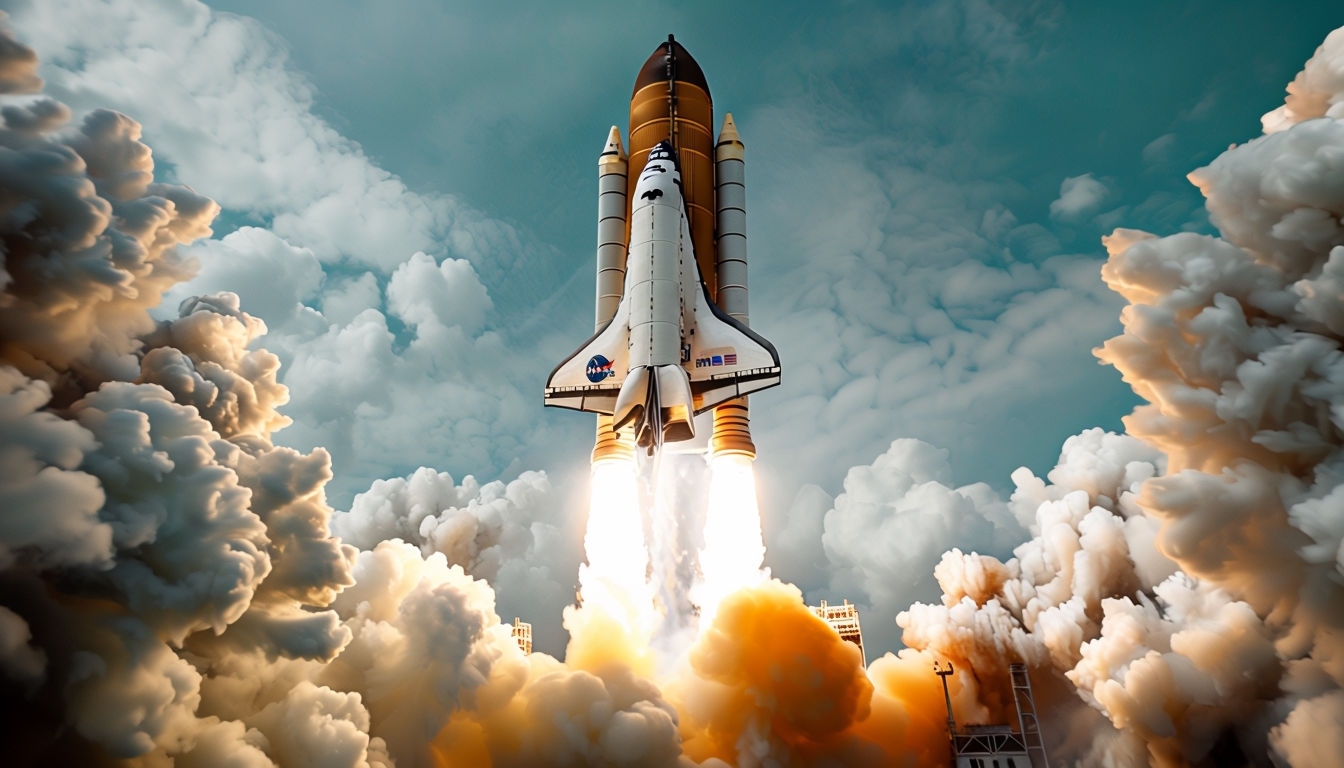 Dynamic Space Shuttle Launch Photo Background for Virtual Use