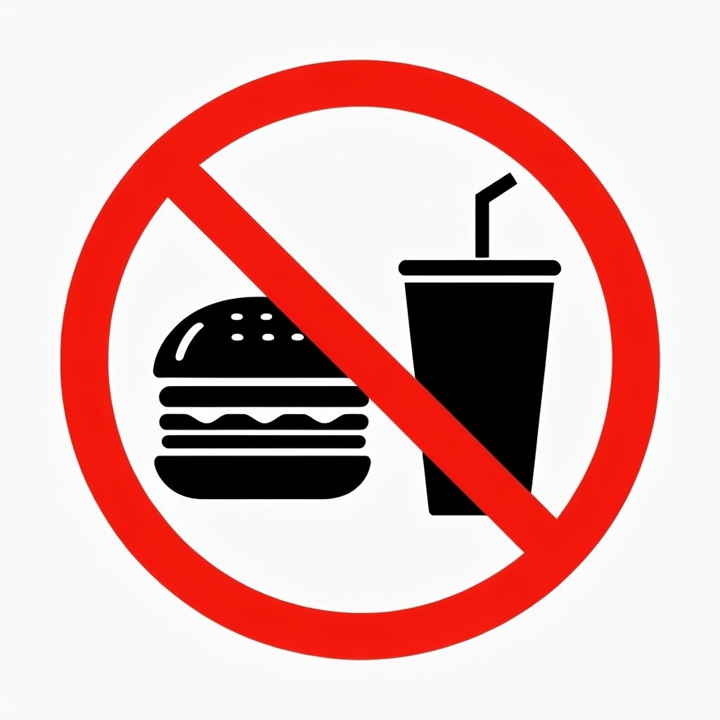 Bold Prohibition Symbol Against Food and Drinks Sticker