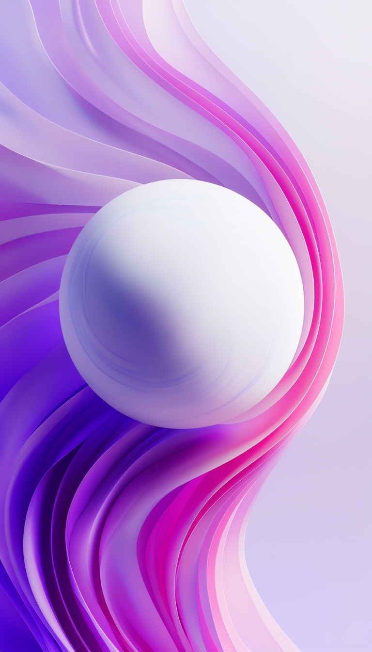 Serene Abstract White Sphere with Petal-Like Structures Mobile Wallpaper