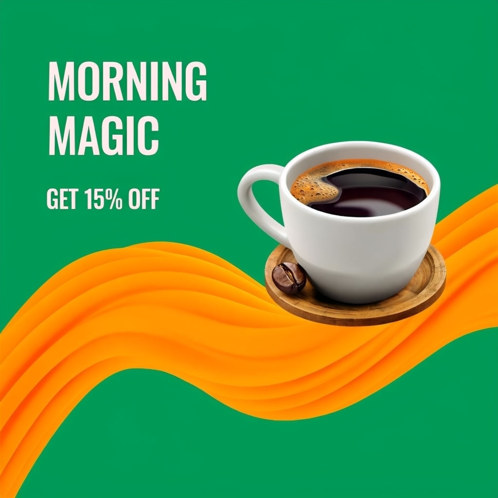 Morning Magic Coffee Advertisement with Cheerful Design Ads