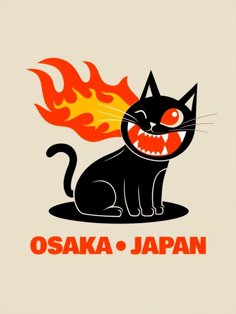 Mischievous Black Cat with Fiery Flame T-Shirt