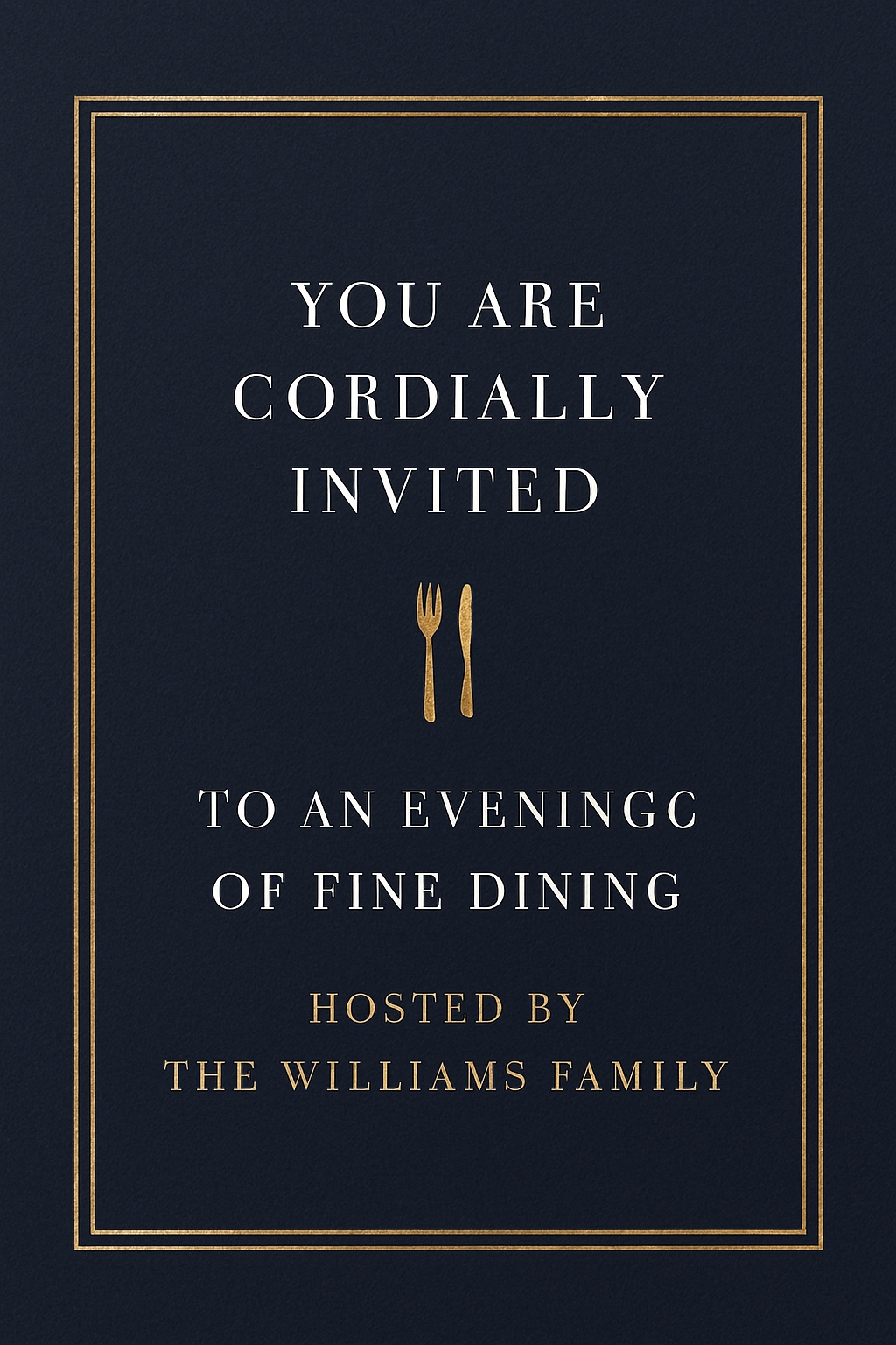 Elegant Minimalist Fine Dining Invitation Card Design