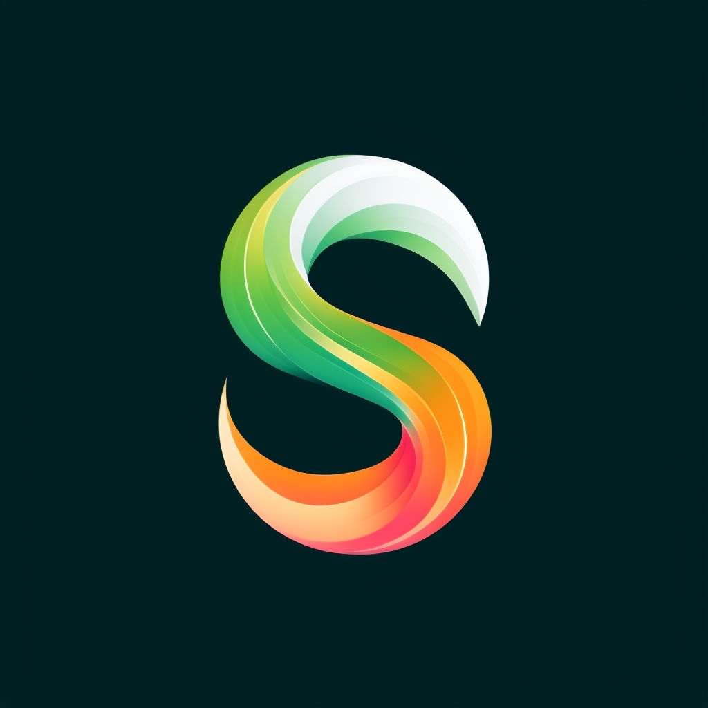 Modern Abstract Infinity 'S' Logo Design on Dark Teal Background Monogram