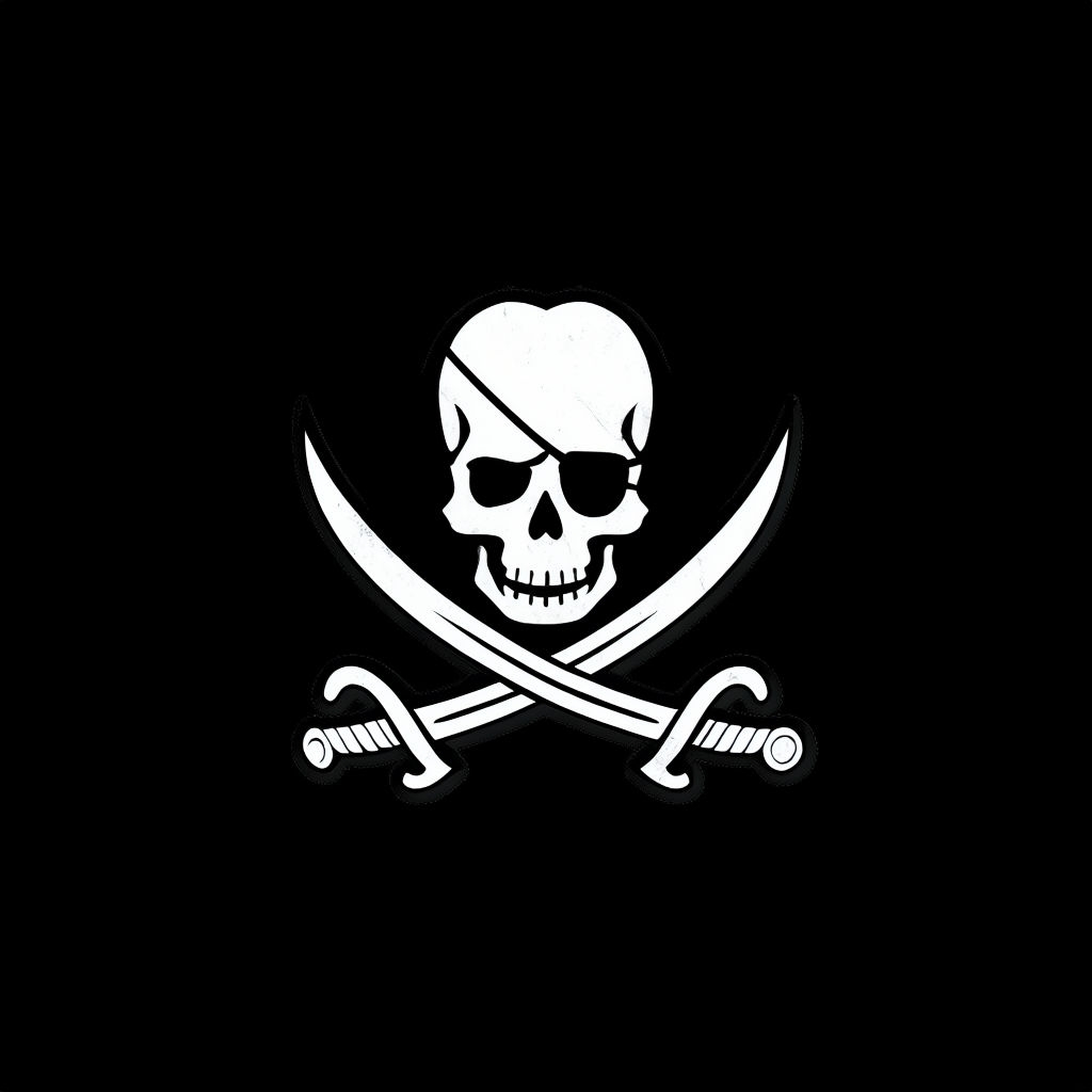 Bold Minimalist Pirate Skull and Swords Logo