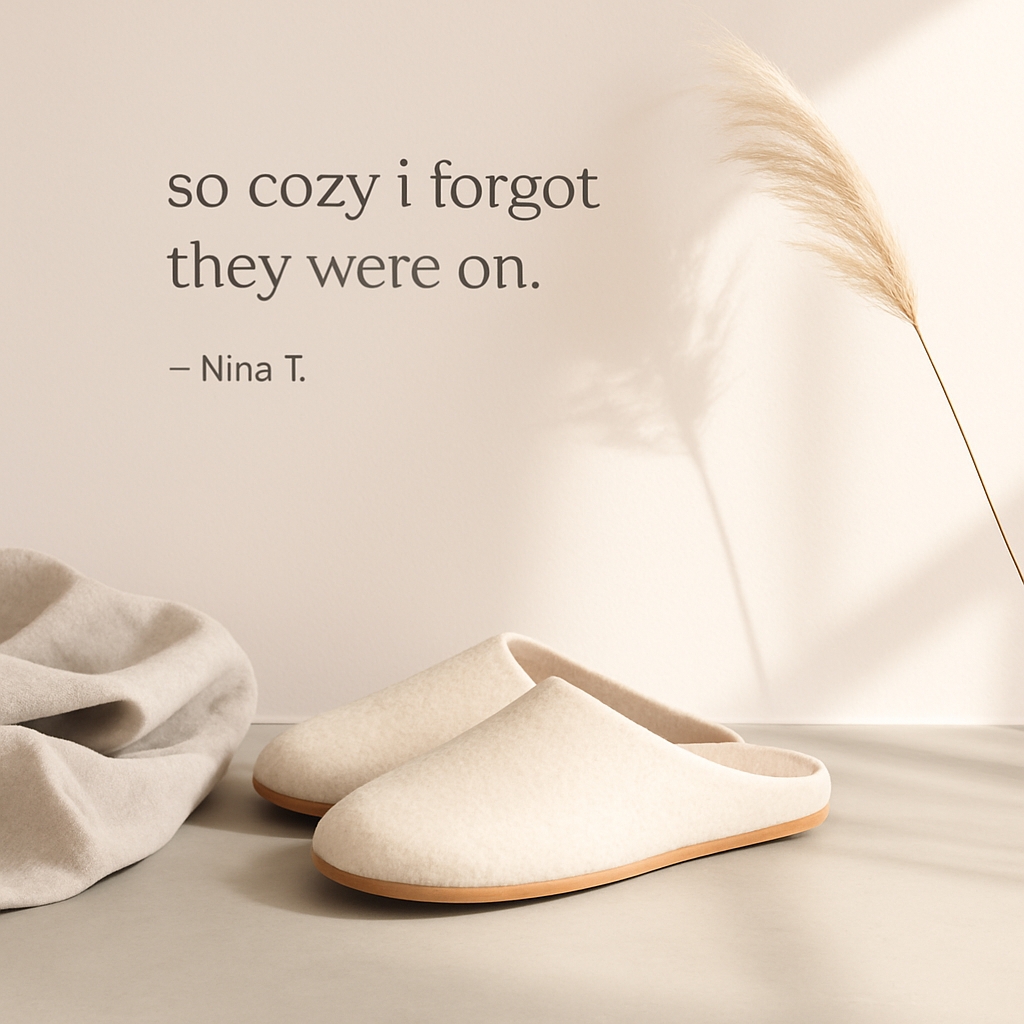 Minimalist Cozy Slippers Advertisement with Pampas Grass Decor Ads