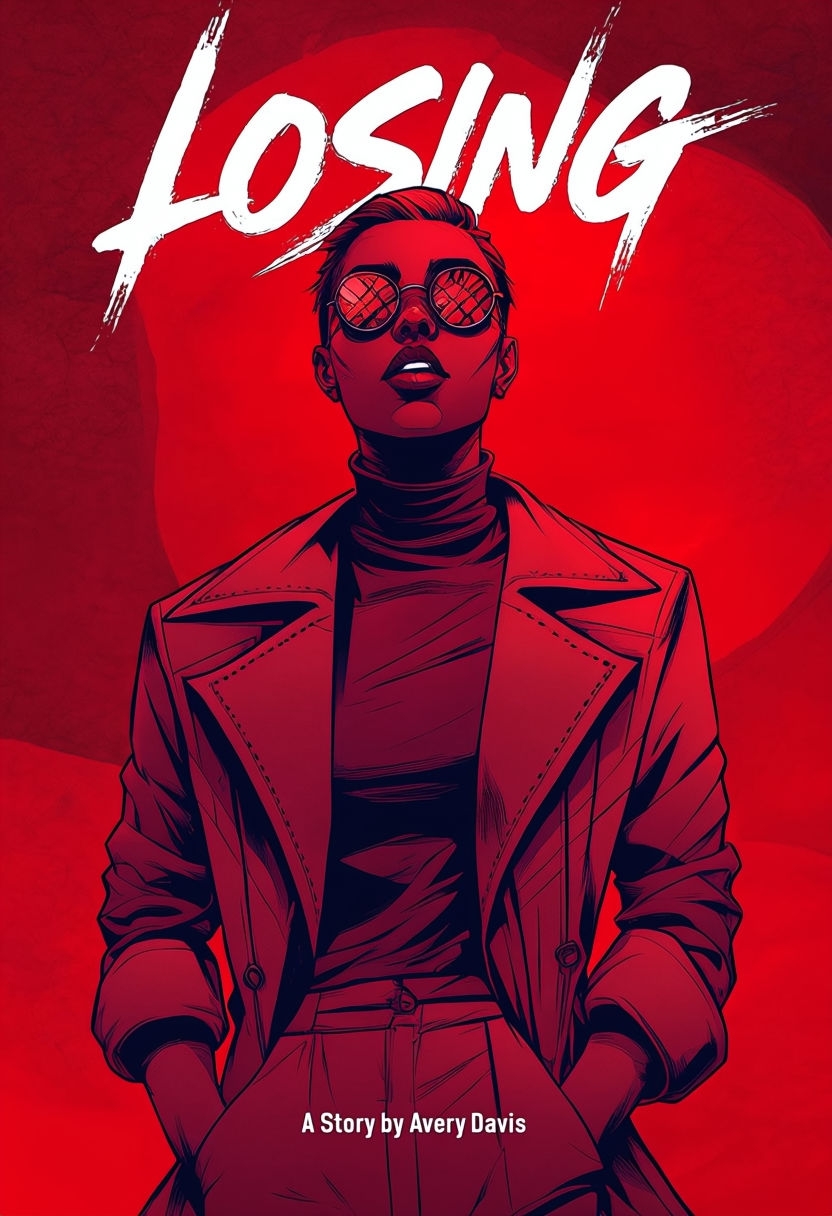 Bold Crimson Graphic Novel Cover for 'LOSING' by Avery Davis EBook Cover