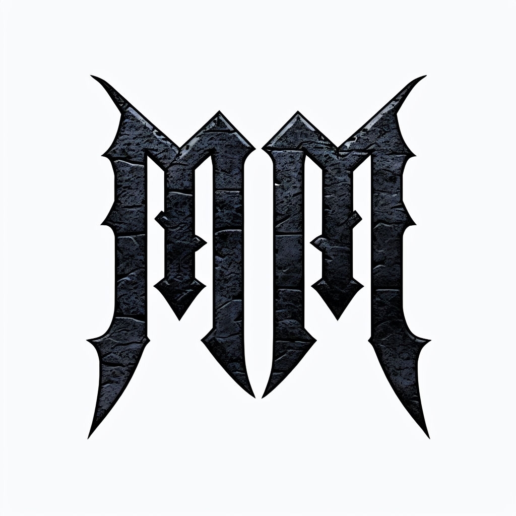 Gothic Style MM Monogram Logo with Textured Appearance Monogram