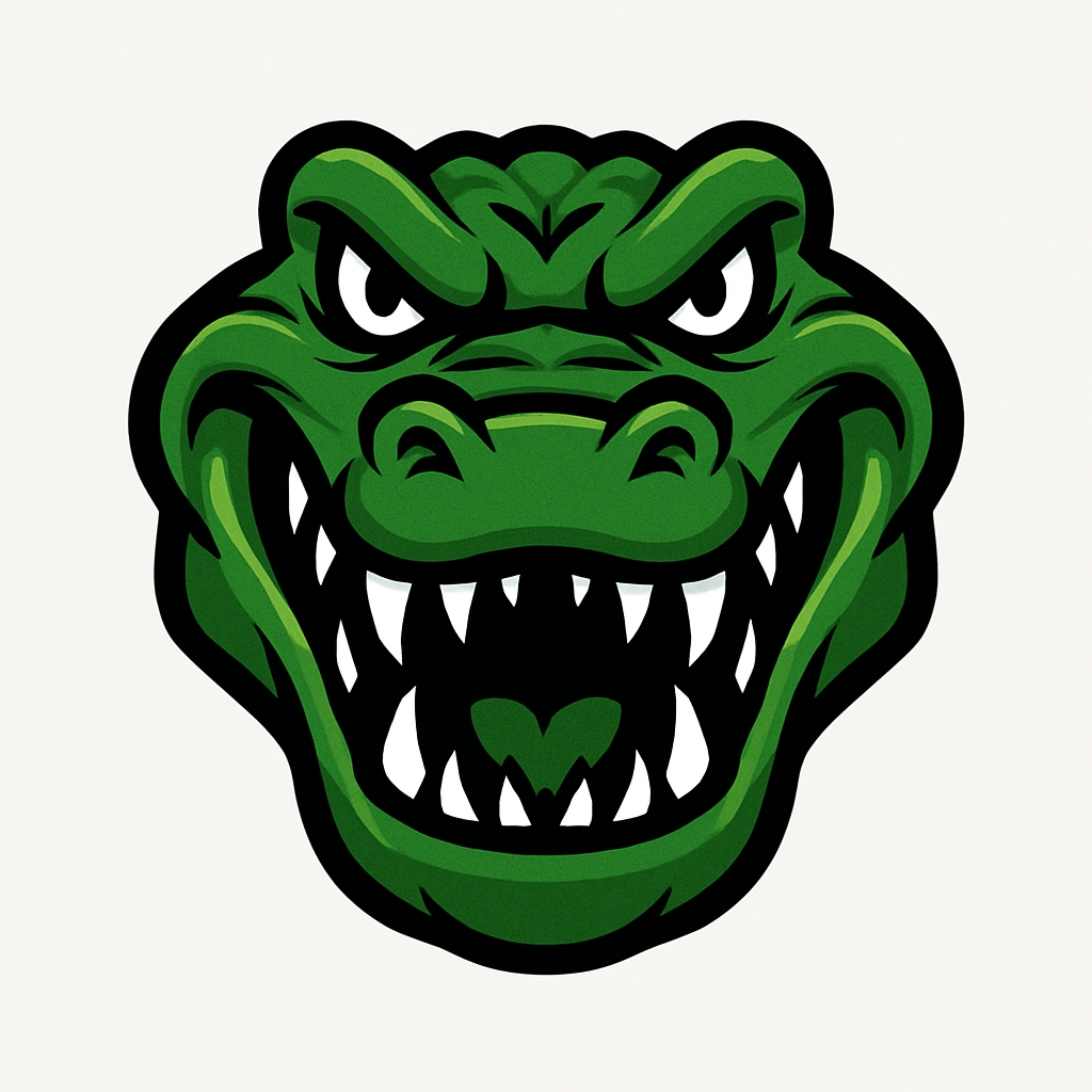 Fierce Cartoon Alligator Head Illustration Sticker