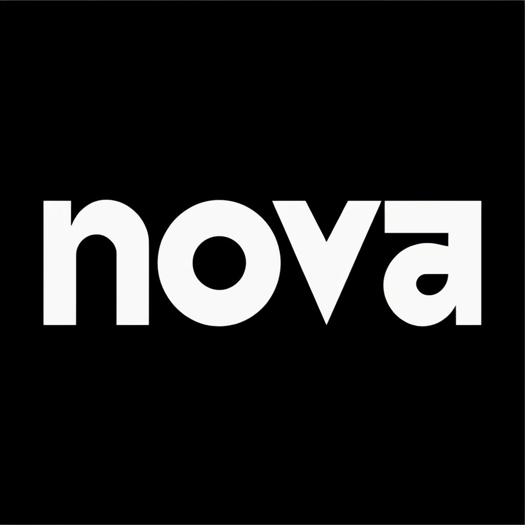Minimalist Bold Nova Logo against Solid Black Background Logo