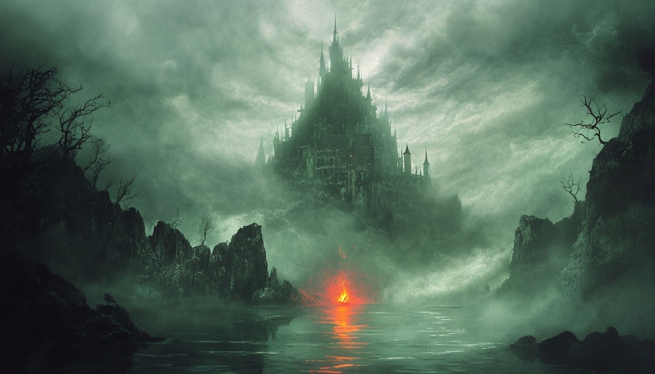 Eerie Gothic Castle Dark Fantasy Digital Painting Background