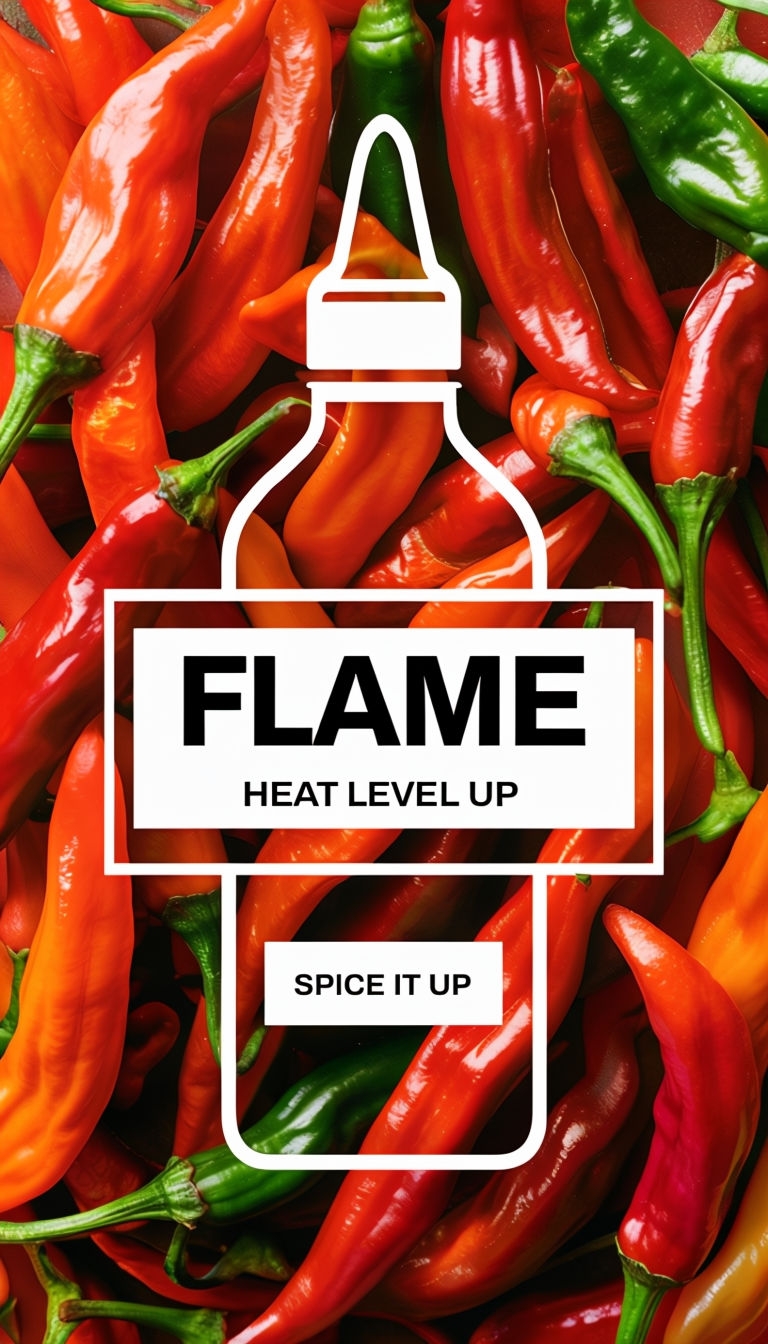 Vibrant Chili Peppers Hot Sauce Advertisement with Bold Design Ads