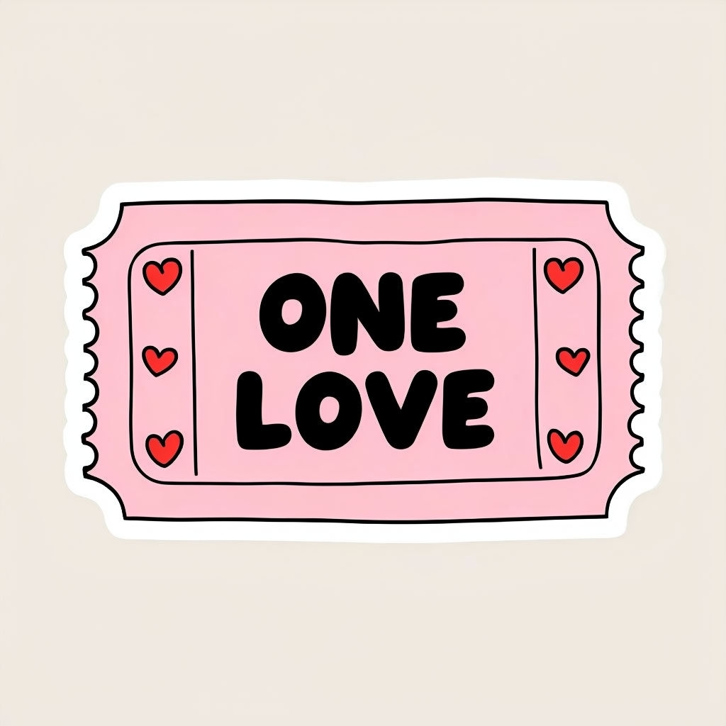 Playful Pink Love Coupon Sticker with Hearts Design