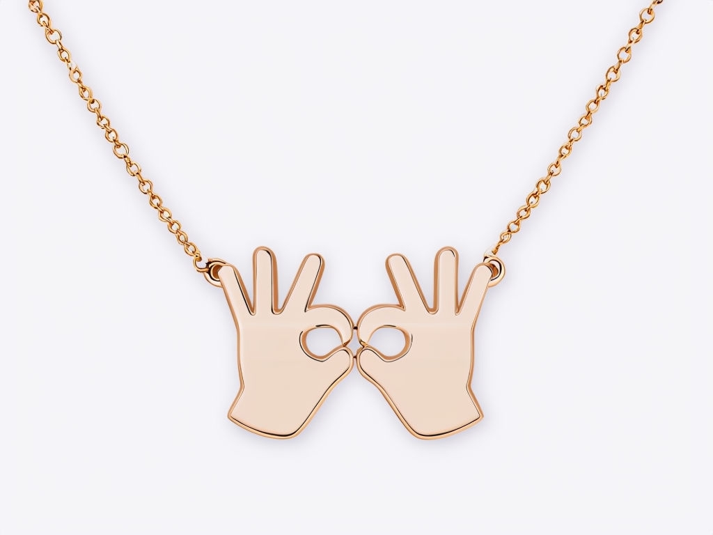 Delicate Gold OK Hand Sign Necklace Minimalist Design T-shirt