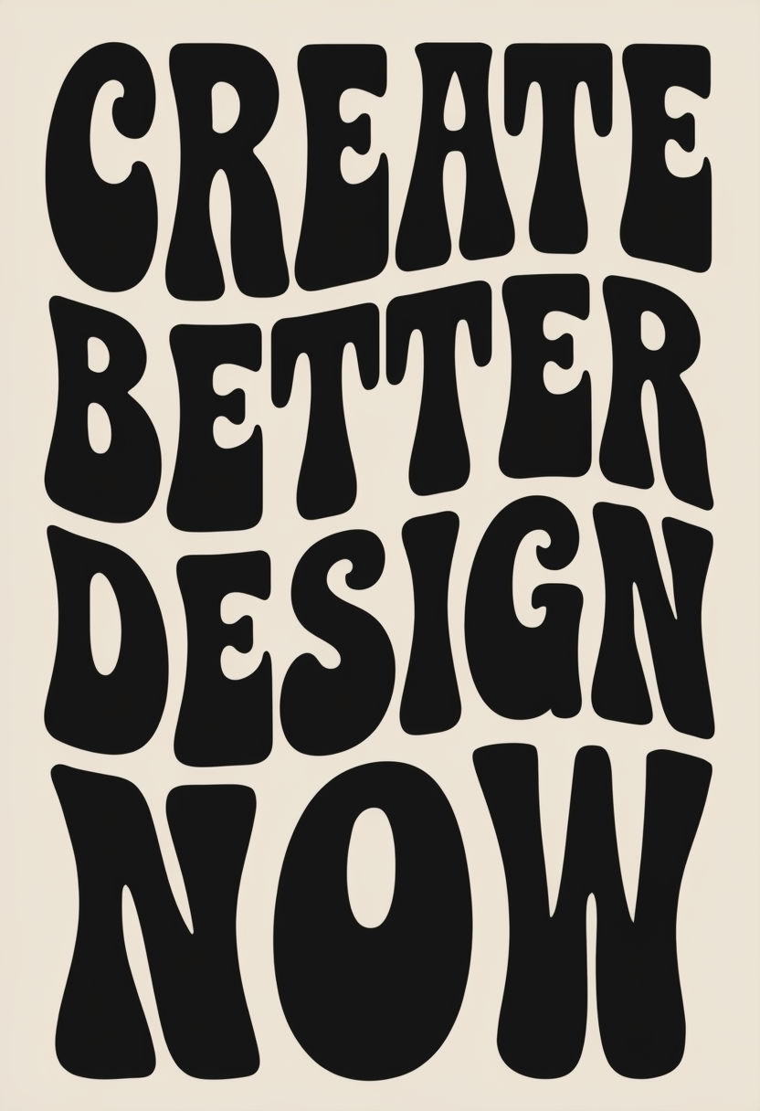 Bold Retro Typography Poster: 'CREATE BETTER DESIGN NOW' in Black on Beige Background Poster