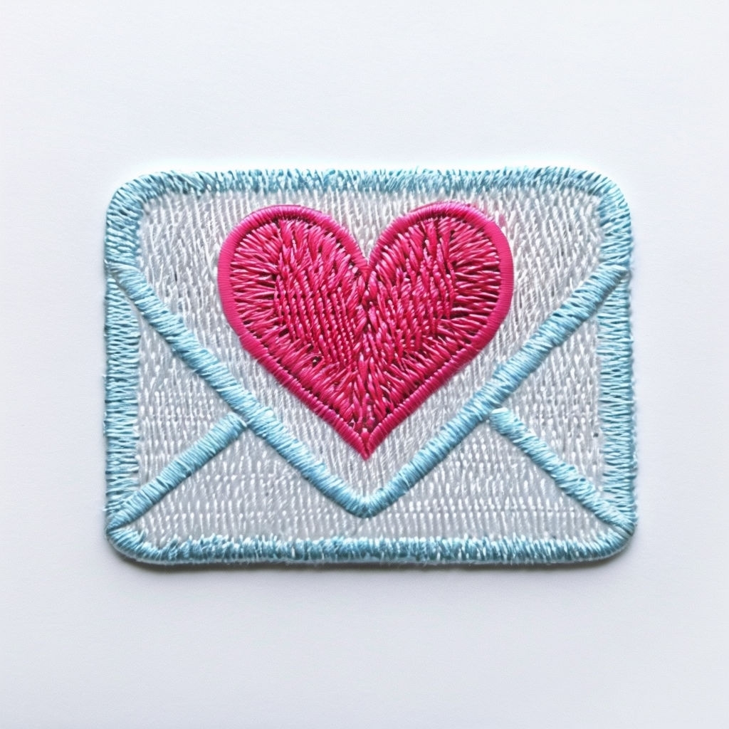 Charming Embroidered Heart Envelope Patch for Hats