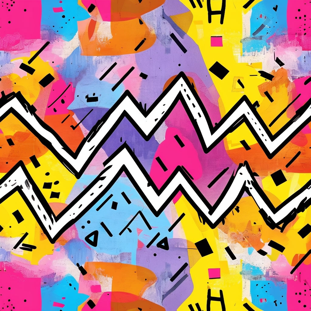 Vibrant Abstract Pop Art Zigzag Pattern Design Seamless Pattern