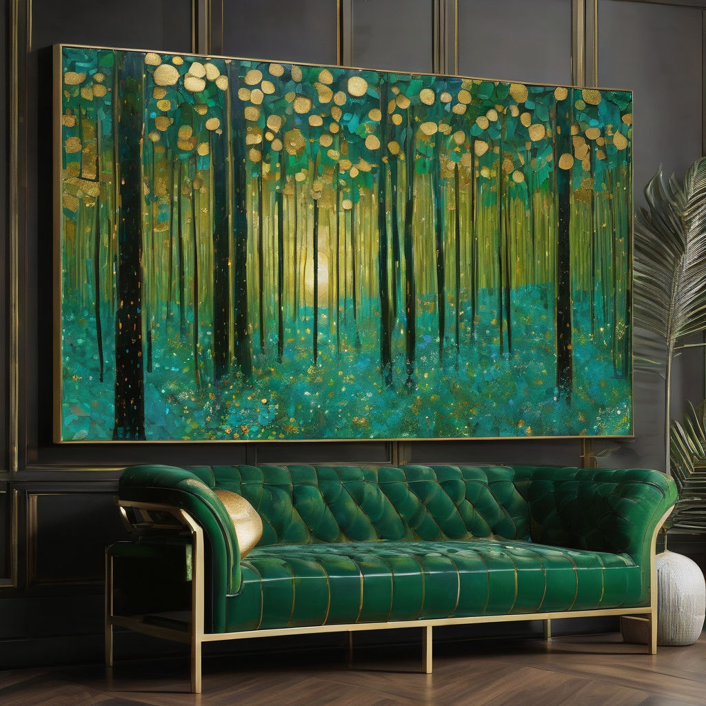 A Gustav Klimt oil painting art of a tropical forest. The st... by Jose ...