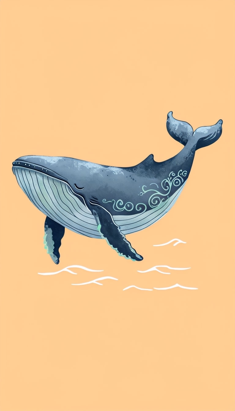 Whimsical Whale Illustration on Peach Background Phone Case Cover