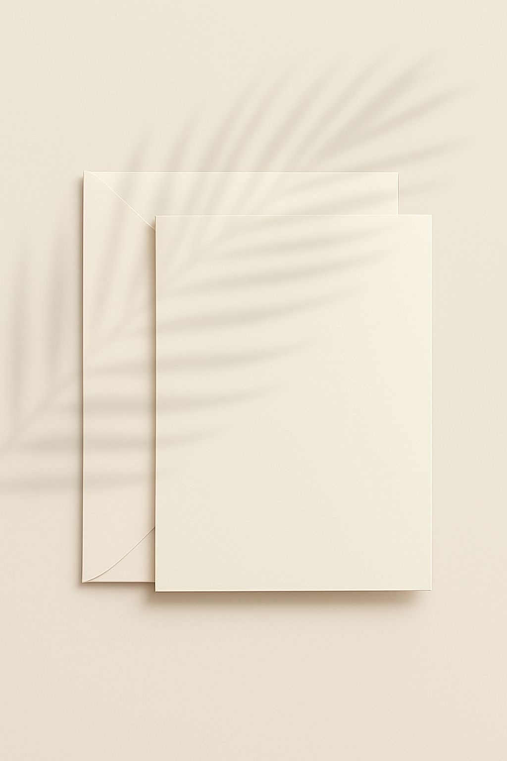 Elegant Minimalist Ivory Card and Envelope Mockup