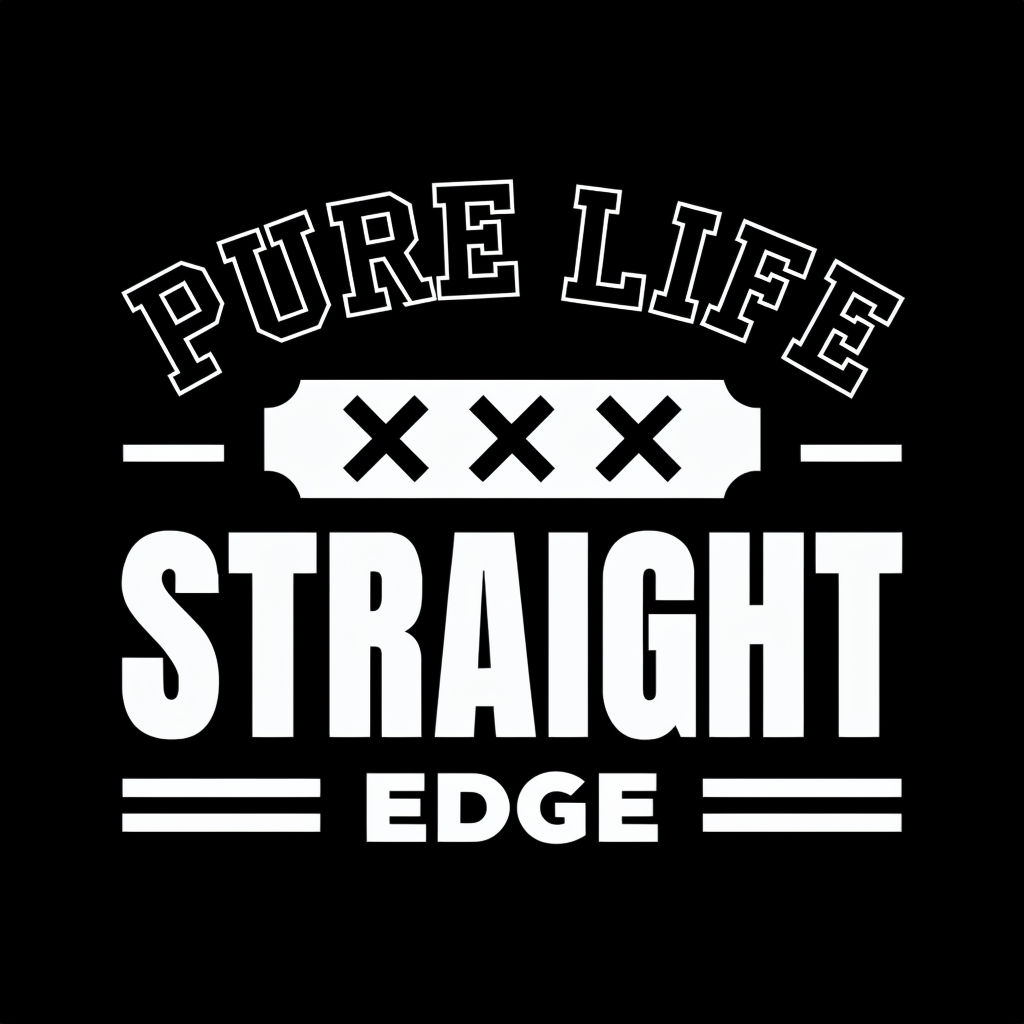 Bold Pure Life Straight Edge Typography T-Shirt