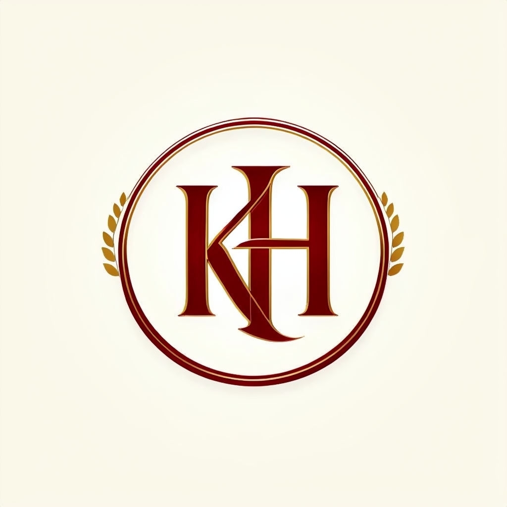 Elegant Intertwined KH Logo Design with Gold Laurel Emblem for Professional Use Logo