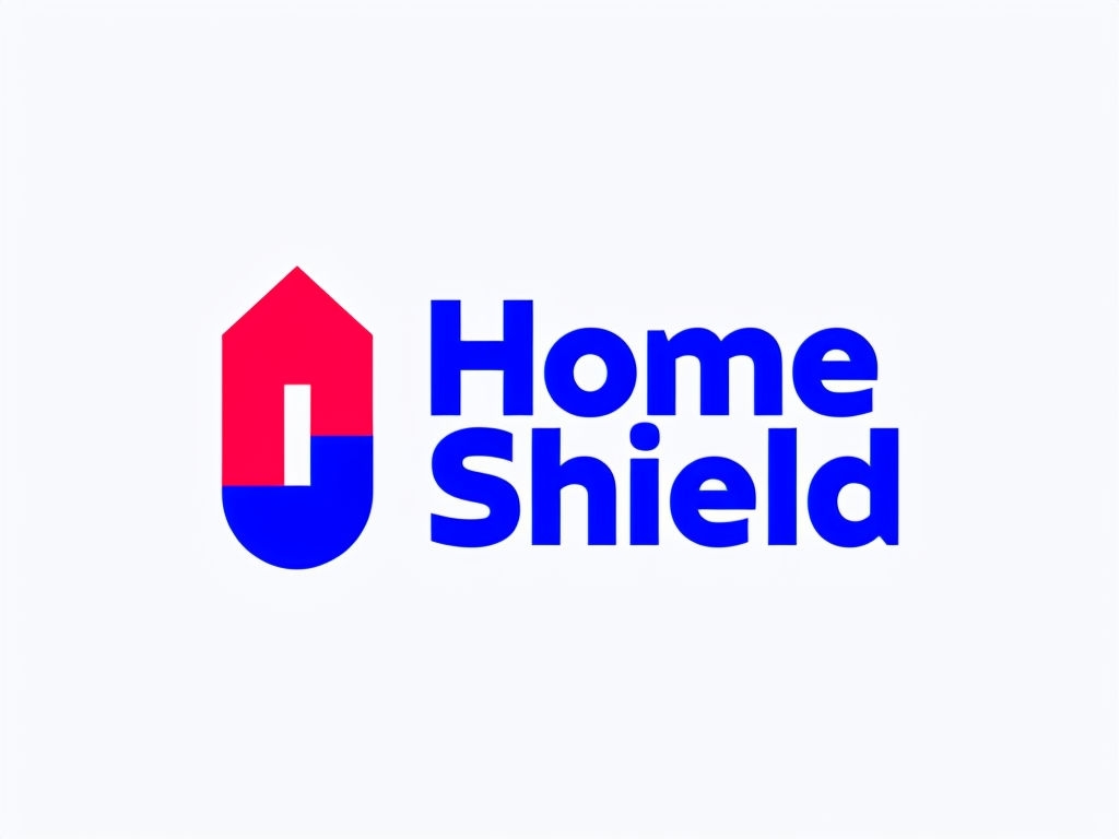 Modern Minimalist Home Shield Logo Design in Bold Colors
