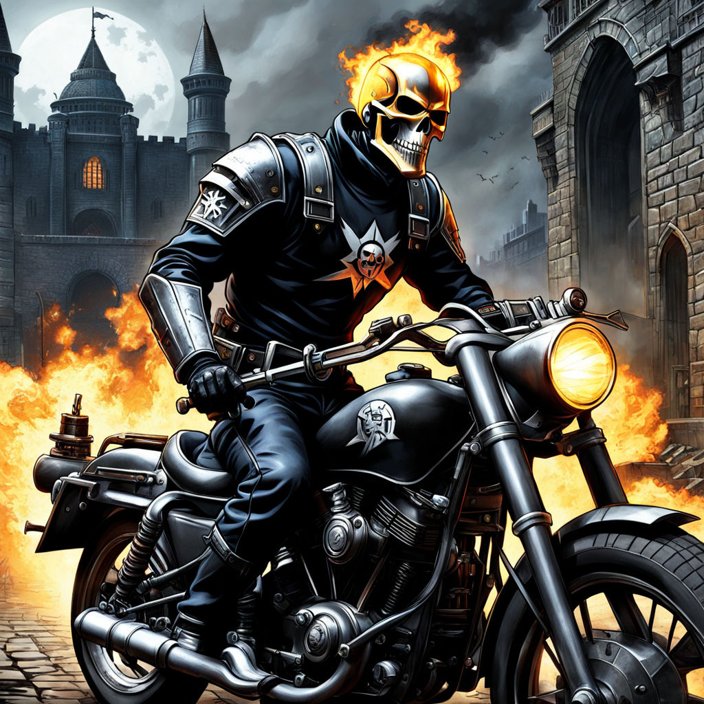 Ghost Rider but on a modern bike?? [OC] : r/drawing