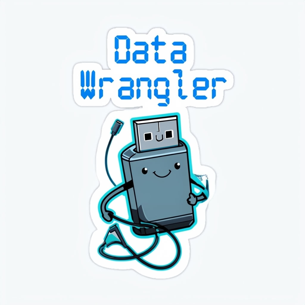 Playful Data Wrangler USB Drive Character Sticker