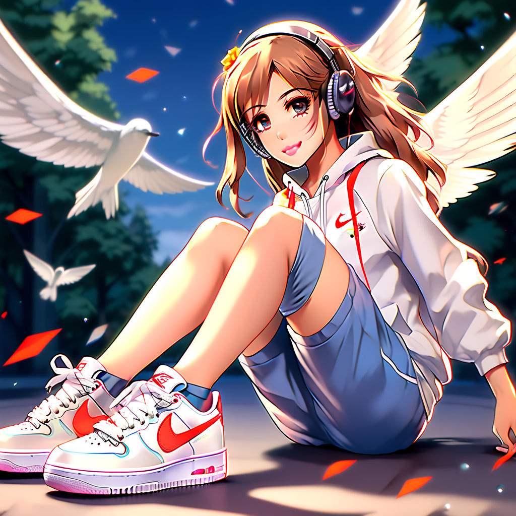 Anime girl with Nike air force 1 by Danila Lipatov - Playground