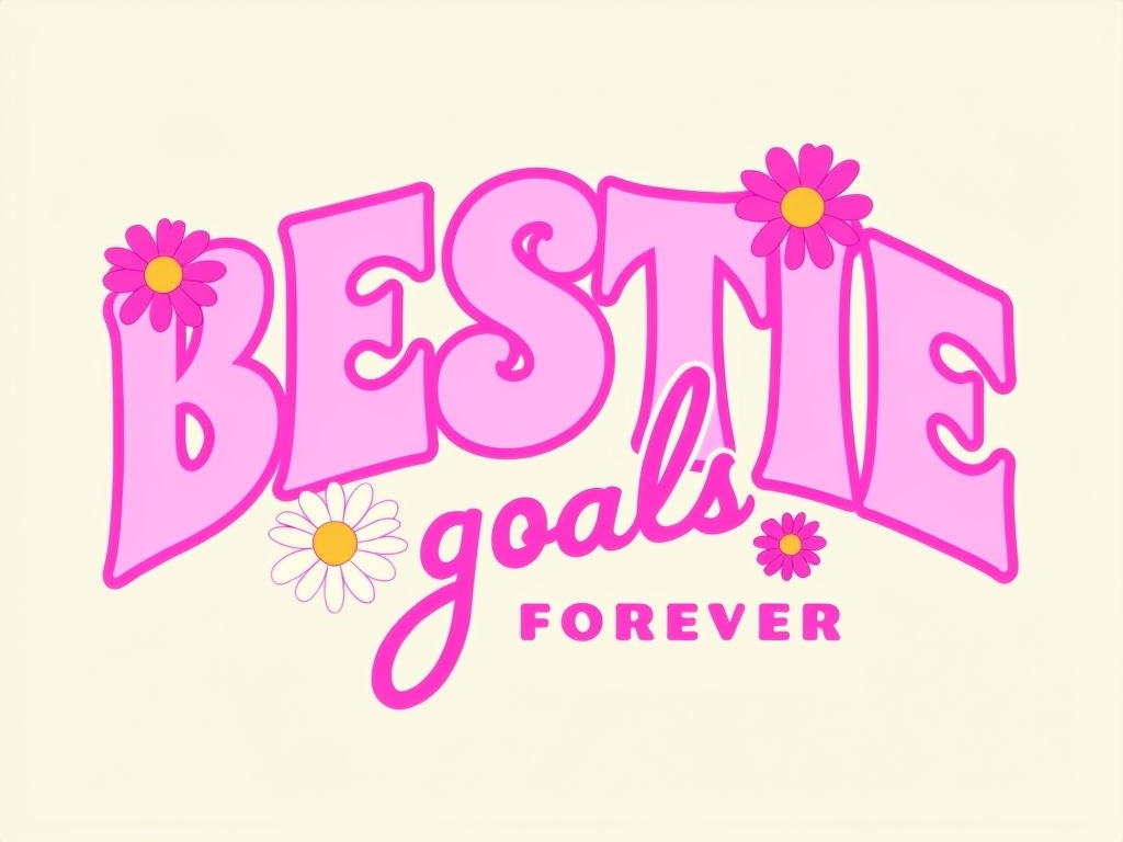 Cheerful Bestie Goals Forever Graphic Design T-Shirt